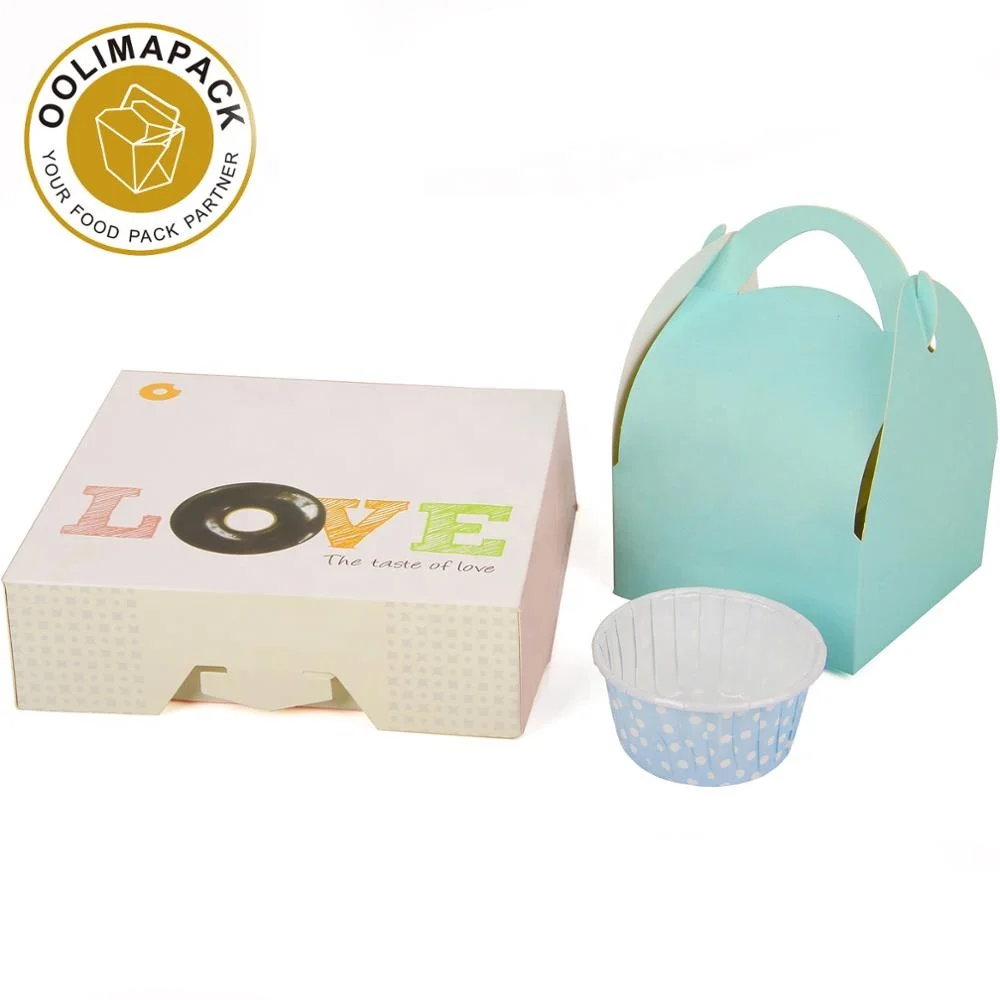 Custom logo size paper donut box take away donut snacks packaging