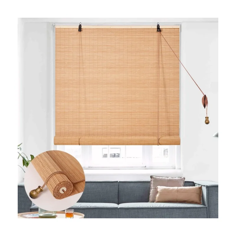 Customized Light Filtering Natural Venetian Bamboo Blinds Curtain For Indoor Outdoor Home Patio