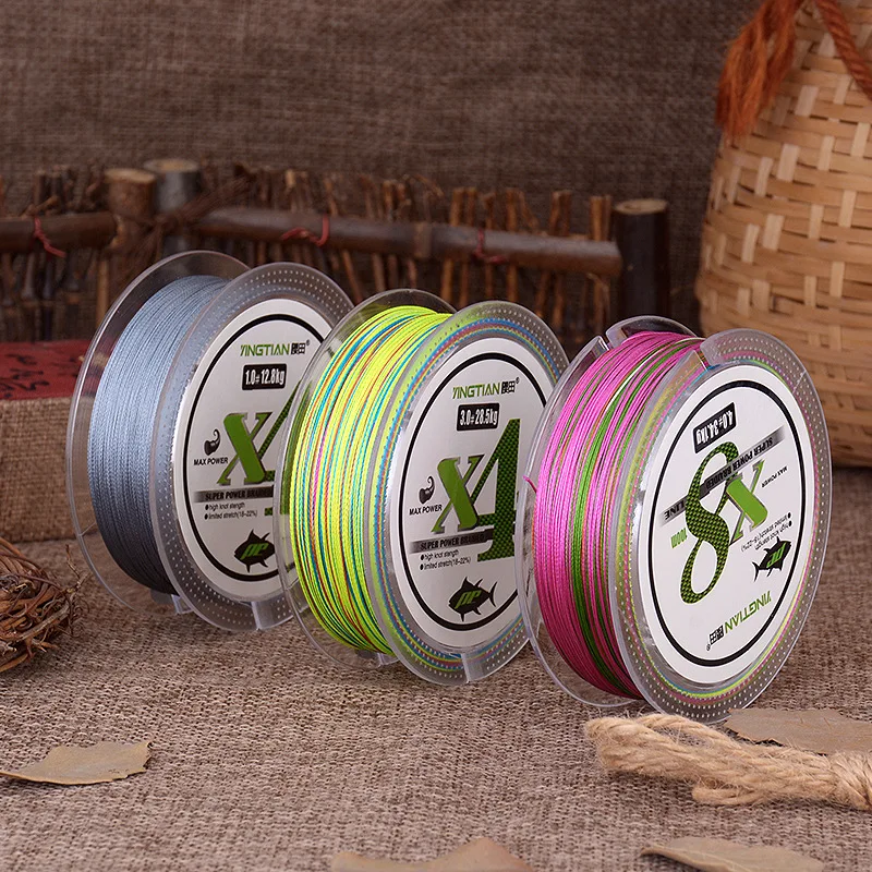 New design  4 8 stand braided fishing line 5.9kg-55.1kg fishing braid line  tension 100% PE  Fishing Braid Line