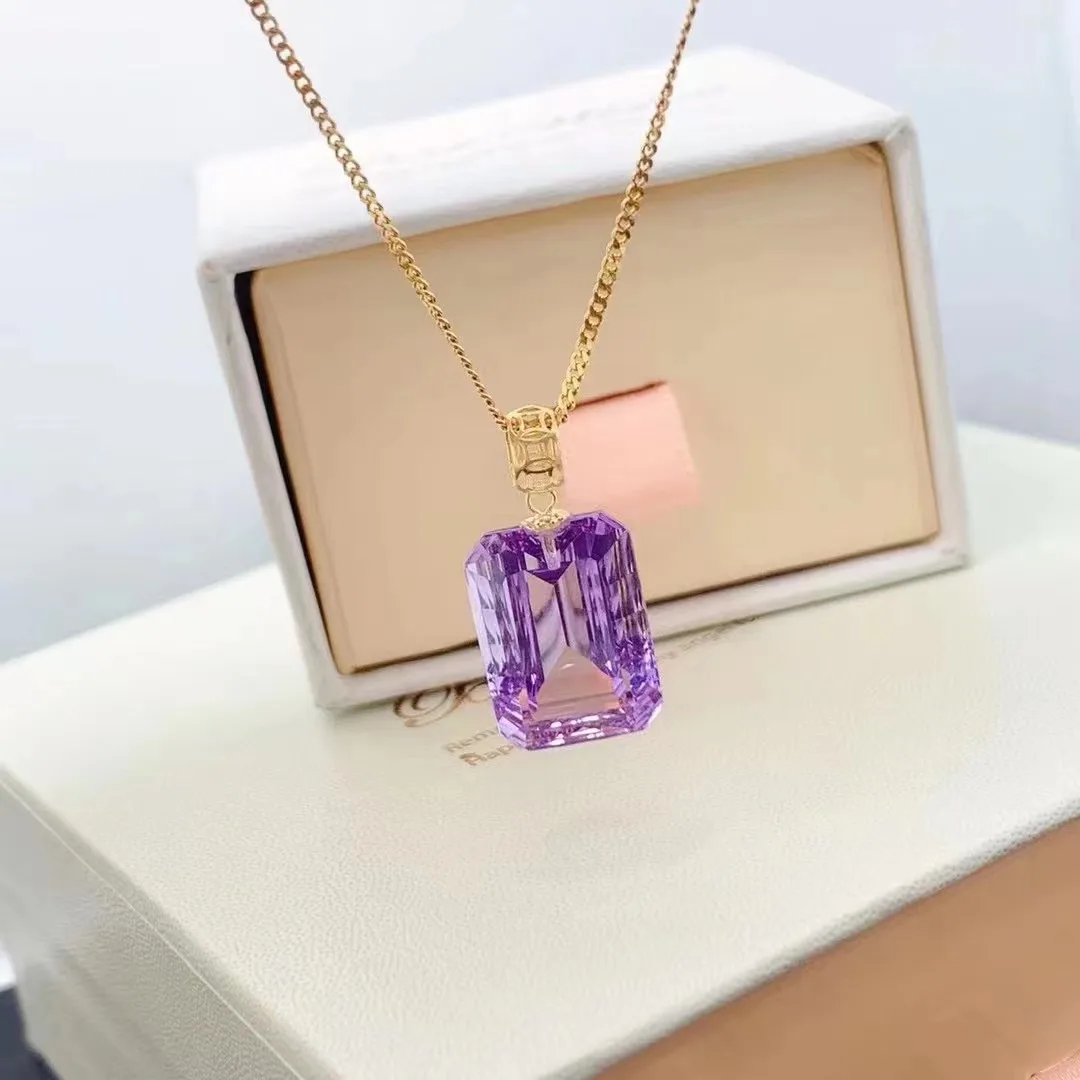 Высокое качество конкурентоспособная цена начальный Кристалл оптом 18K натуральный аметист кулон ожерелье