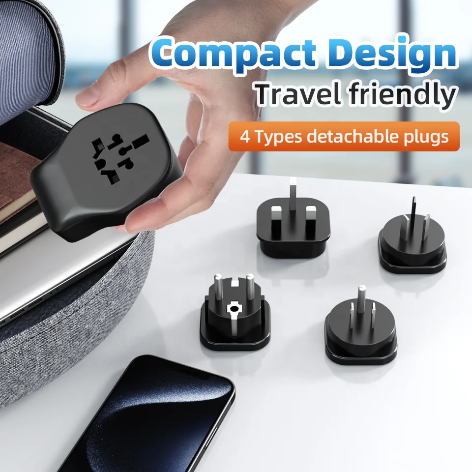 Worldplug Multi Plug Universal Wall Socket Electrical Power Plug All in One Interchangeable Travel Adapter Charger with USB