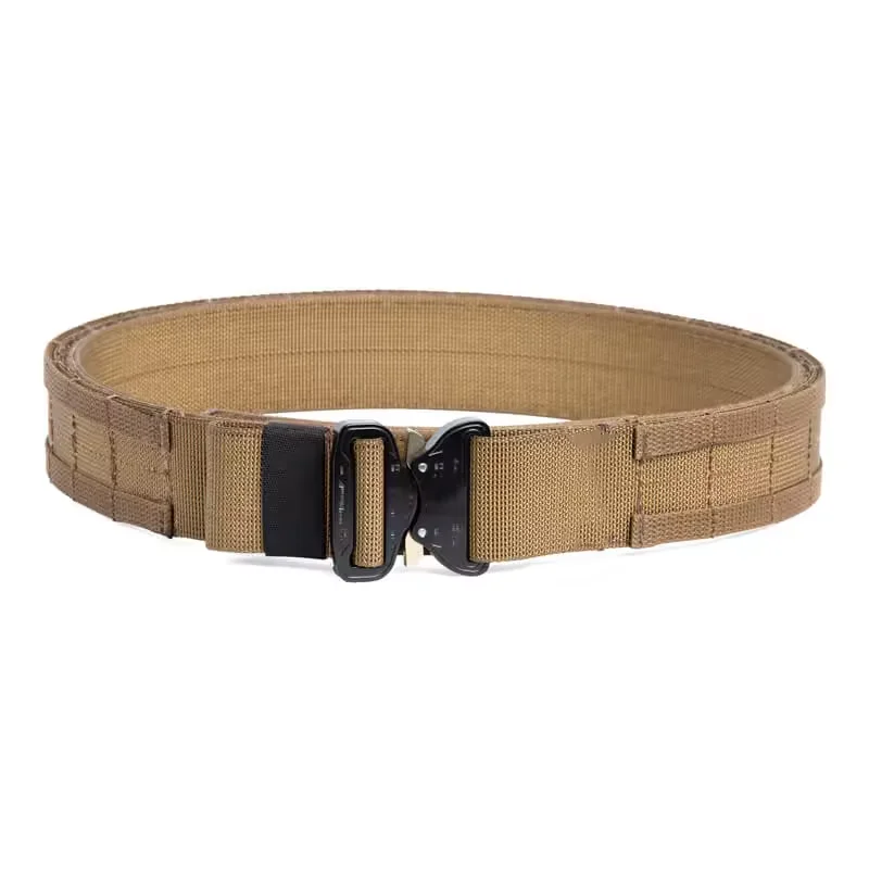 Black Khaki Bebbing Tactical Belt With Pouch Training Duty Law Buckle Quick Release Combat Belt For Men