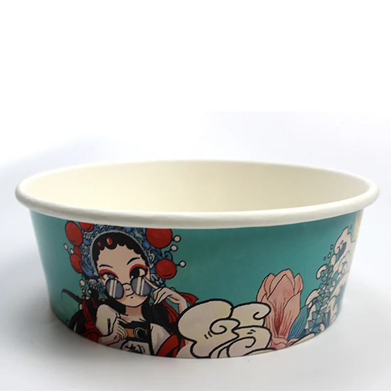 Eco-friendly disposable paper food container paper hot soup 650ml bowl with custom logo printing