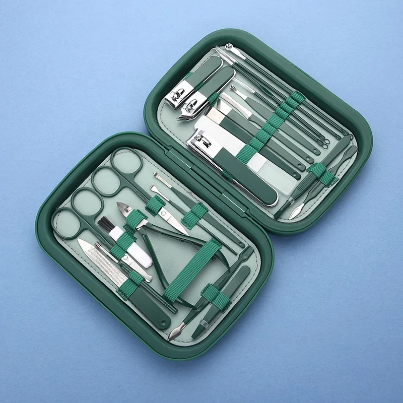 Manicure Set Portable 24pcs Nail Clipper Set Tools for Nail Pedicure Kit Grooming Care Tools for Men Women Travel case