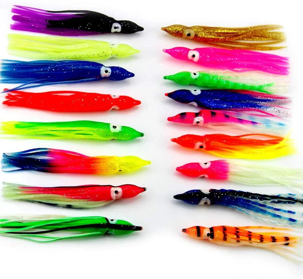 Octopus Rubber Soft Squid Bait Fishing Lure soft PVC Squid Skirts Artificial Tuna Sailfish Baits Hoochies Saltwater