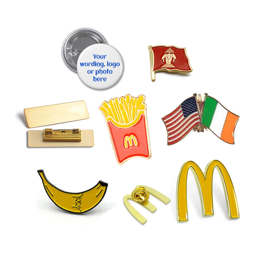 Wholesale custom metal badge hotel employee metal Lapel pin nametag magnetic staff name button badge