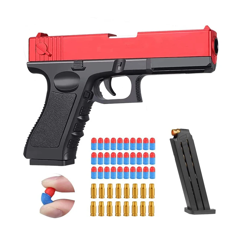 Real Size Plastic Gun Toy Soft Bullets Gun Pistol Toy Blaster Gun for BoysTraining or Play