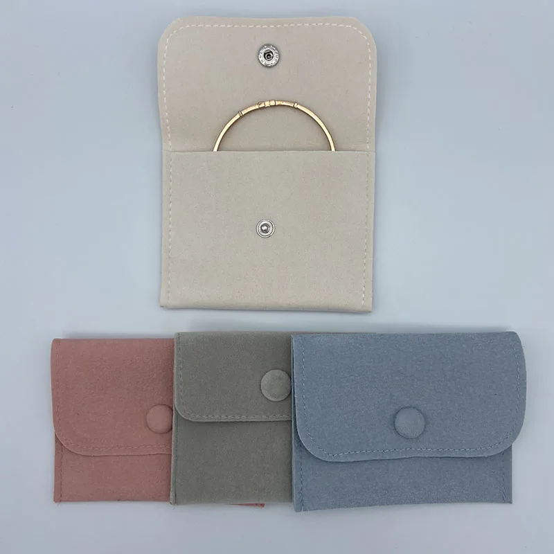 custom logo box suede travel velvet button insert satin white ribbon silk jewelry bag gift pouch necklace earring ring packaging