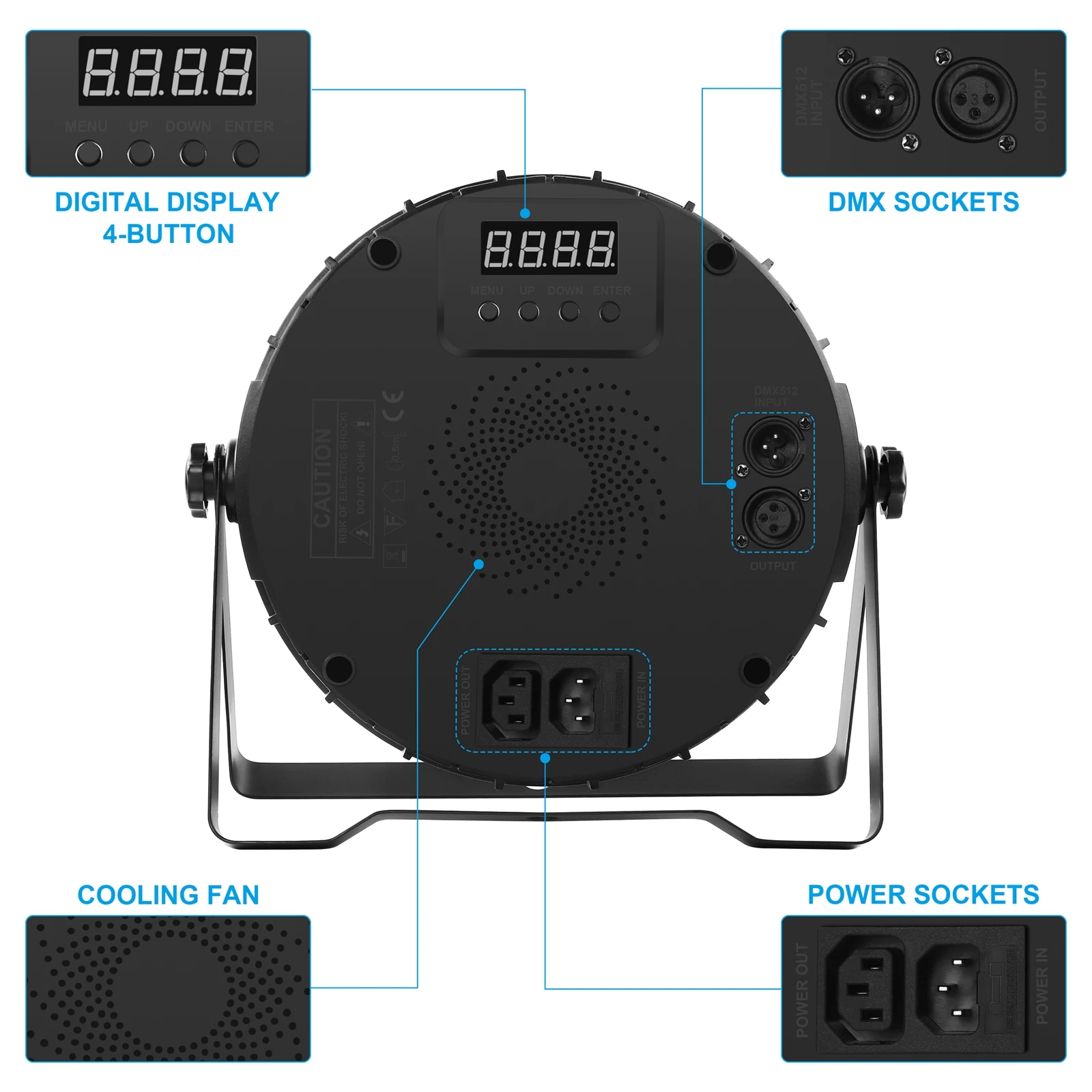 4pcs WA LEDs + 16pcs RGBUV LEDs Lighting Effect Par Light with Remote Control Stage Light DMX512