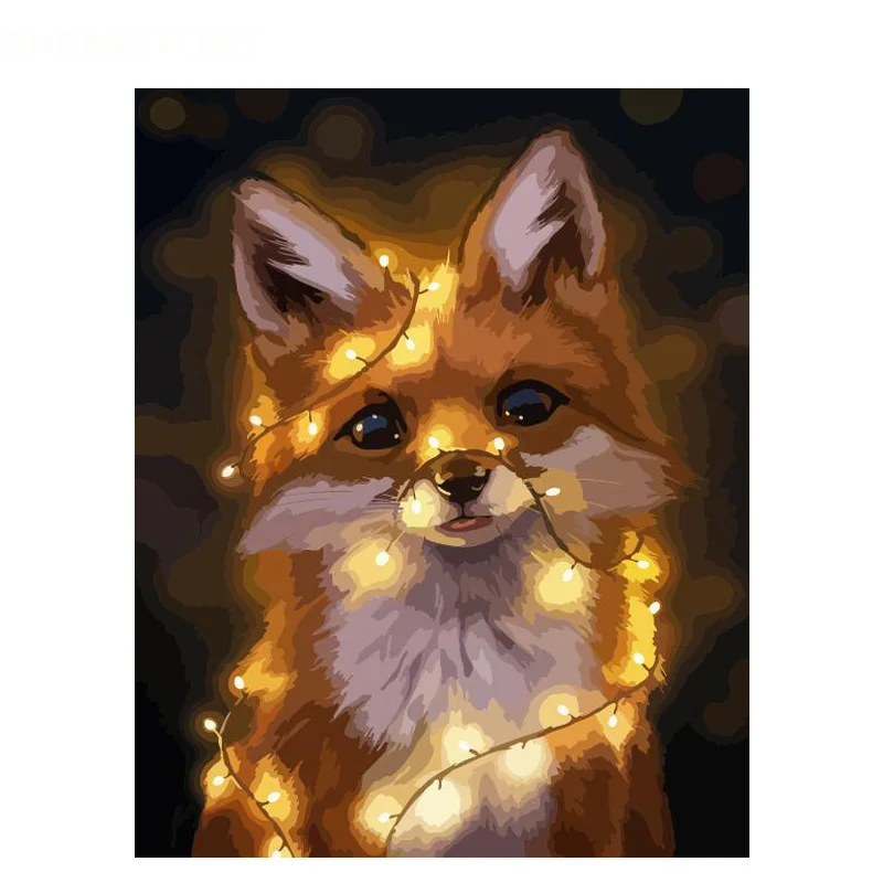 2022 wholesale digital custom diy fox wall art oil painting painting by numbers animals for home decor