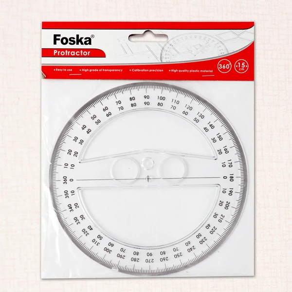 360 Degree 10CM School Transparent Plastic Protractor Ruler