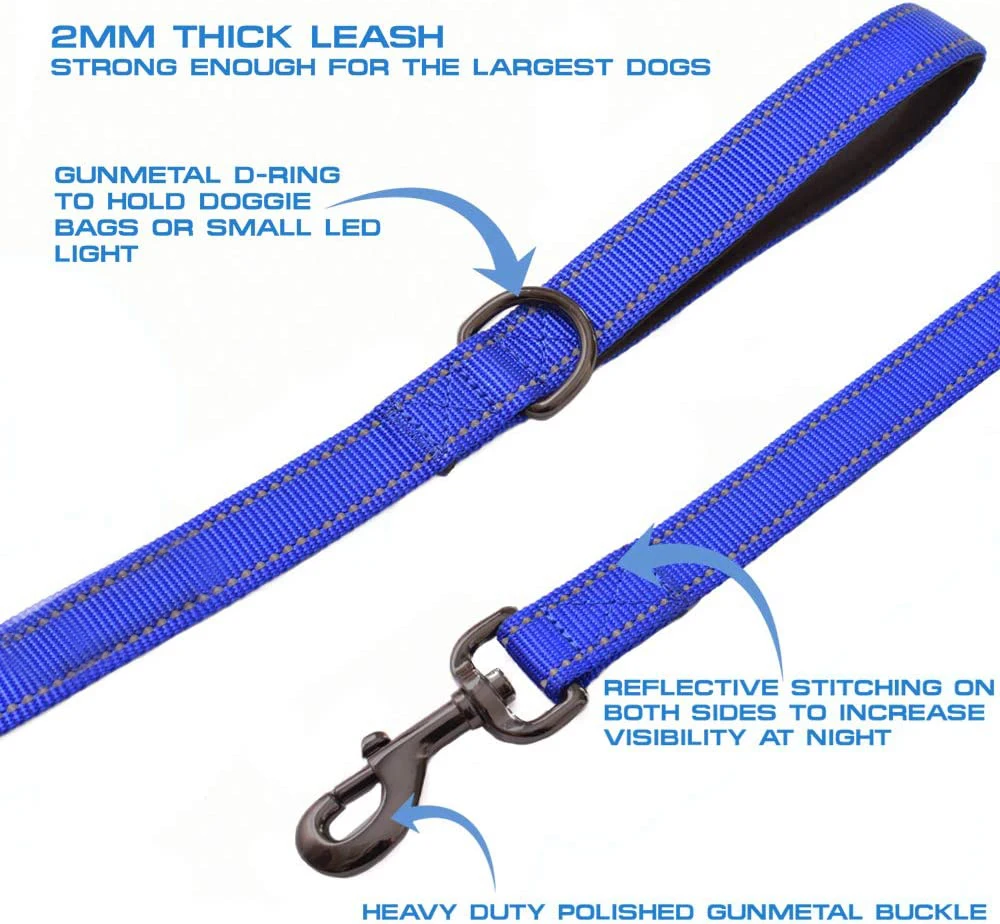 Double Layer Thickened Rope Dog Leash Nylon Dog Training Leash with Reflective Strip Pet Products