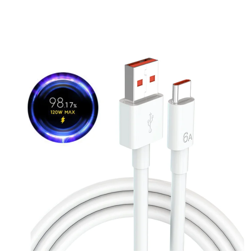 Wholesale 120W Charger Cable USB Type C 6A Cable For Xiaomi Civi 11T Pro Redmi Note 11 Pro+ Black Shark 4SPro 67W