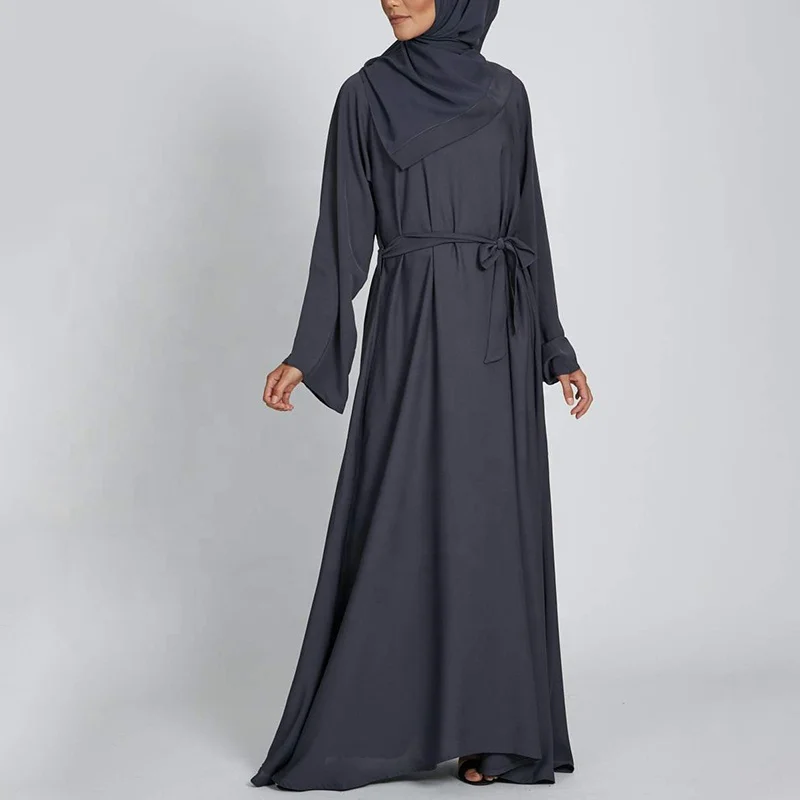 
Factory custom soild color sashes turkish hijab muslim dress abaya wholesale std1026 