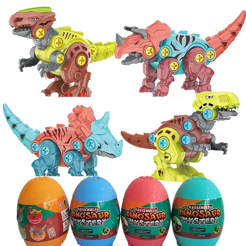 HUAYI Hot Selling DIY STEM Learning Construction Engineering Play Kit Tool Take Apart Dinosaur Eggs Toys Easter