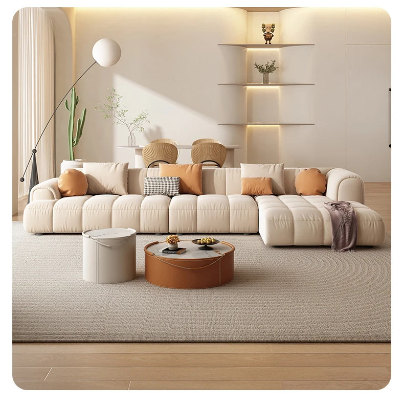 Living room sofa Technology cloth Square sofa living room simple modern light luxury corner imperial concubine color matching so