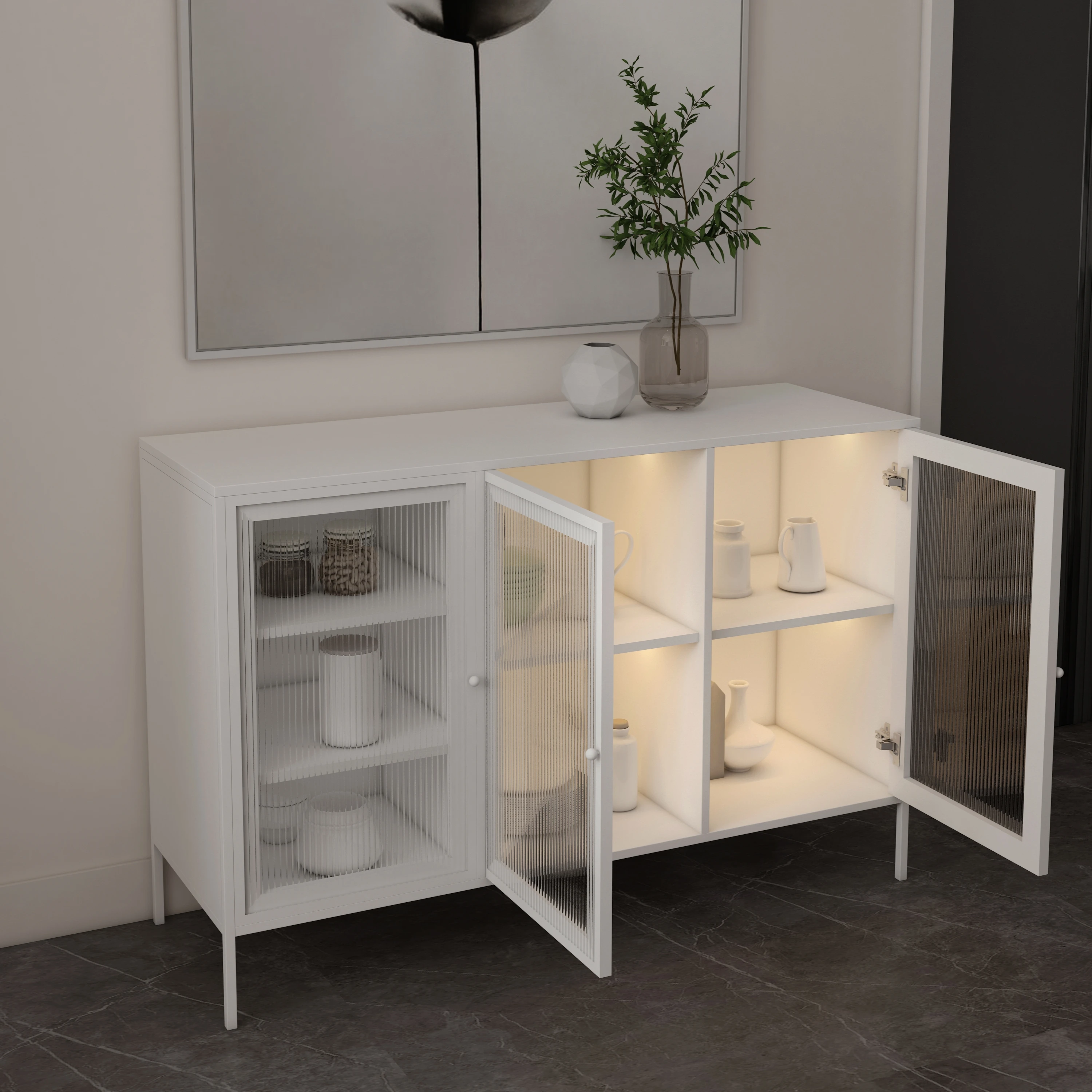 High End Luxury Home Furniture Wood Sideboard Black Modern Side Cabinet