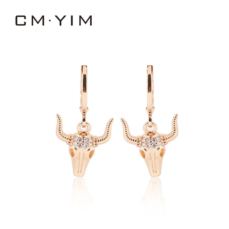 CM YIM Jewelry Hot Selling Fashion Personalized 18K Gold-plated Tauren Earrings for Women
