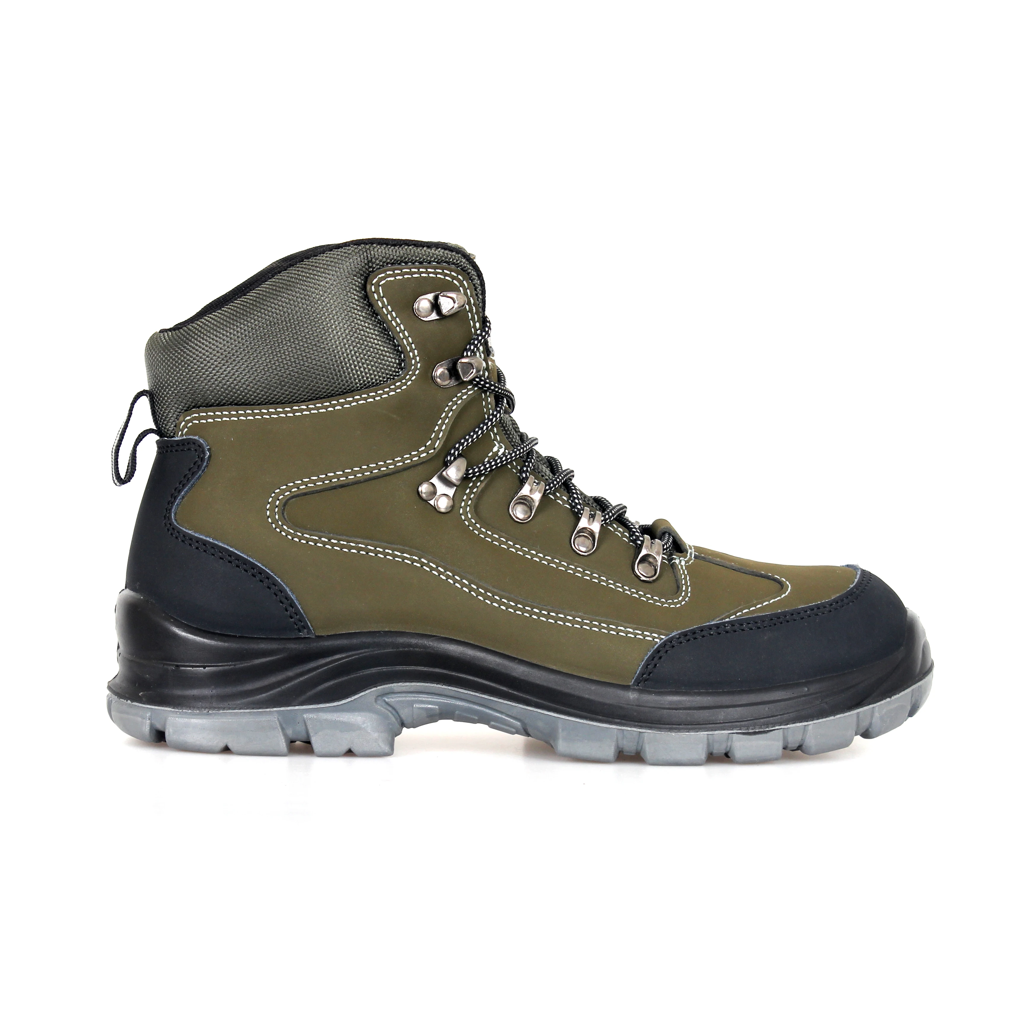 CE Certificated Green Leather   Upper Breathable   Heavy Work  Non slip   Anti Pierce Safety Shoes for Men