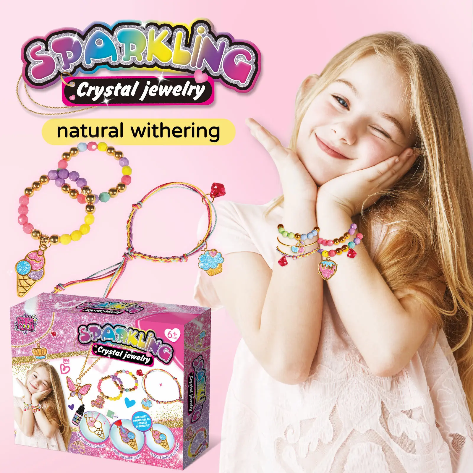 creative pasting kids princess beads accessories gel hanging 5d painting diamond art kits jewelry diy toy
