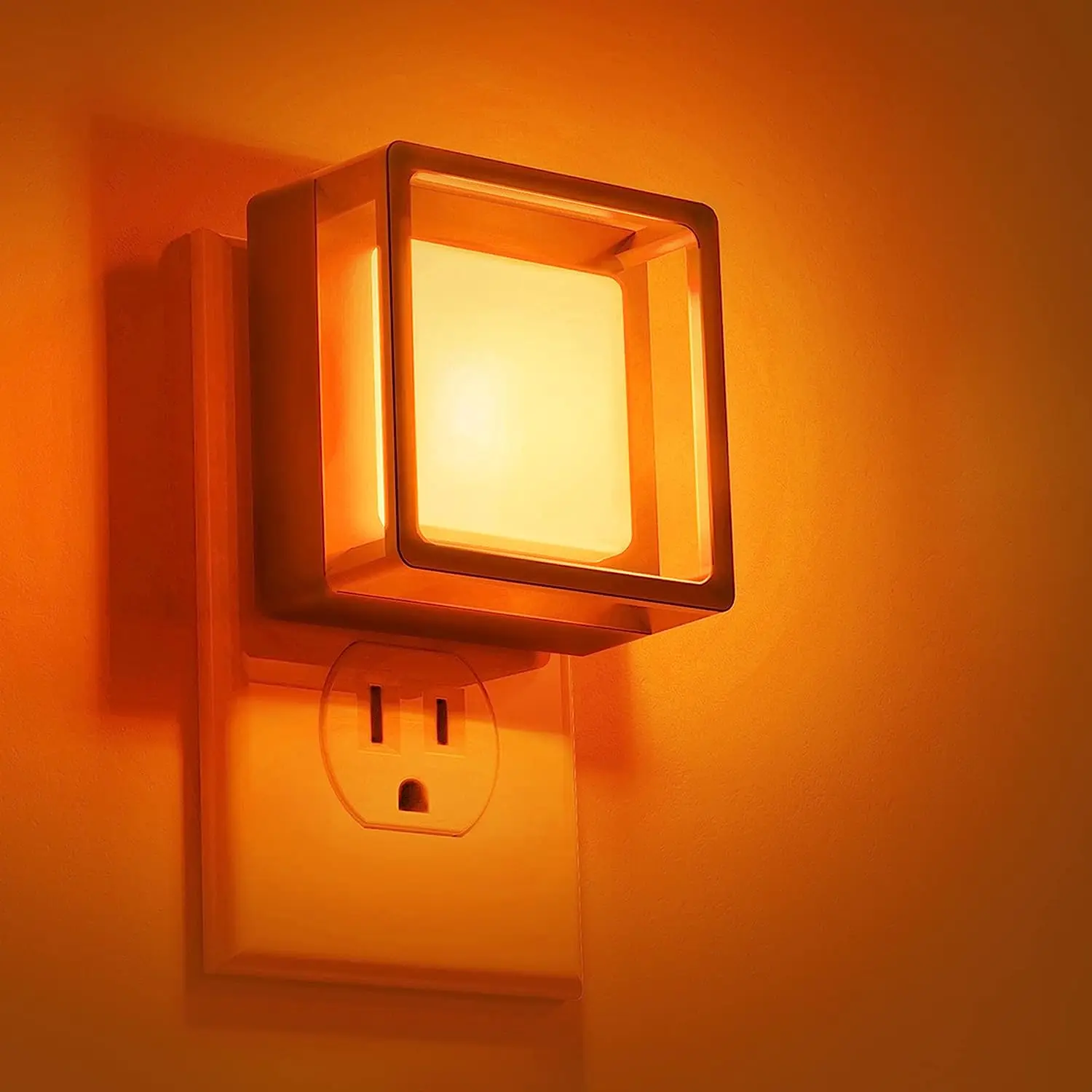 LOHAS 1W Soft Orange Color Night Lamp Dusk to Dawn Sensor Night Light Plug In LED Amber Nightlight for Bedroom
