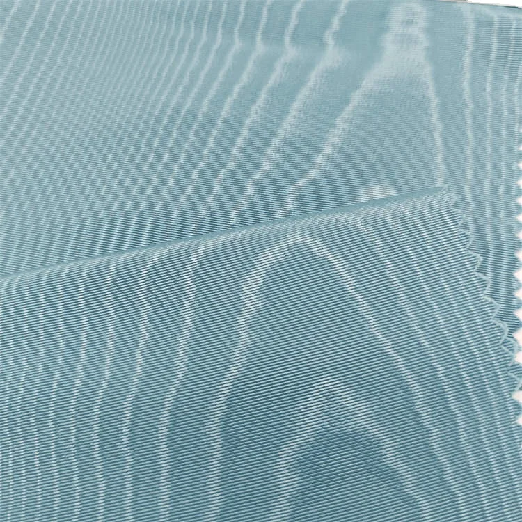 Hot sale Bengaline designer fabric lightweight polyester silk moire embossed fabric for academic gown and suit coat