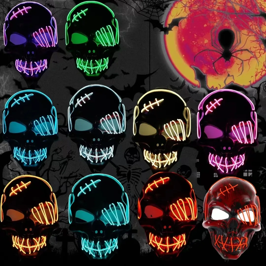 New Halloween Party Supplies Halloween LED Mask Skull Face Mask Terror Light Up Mask