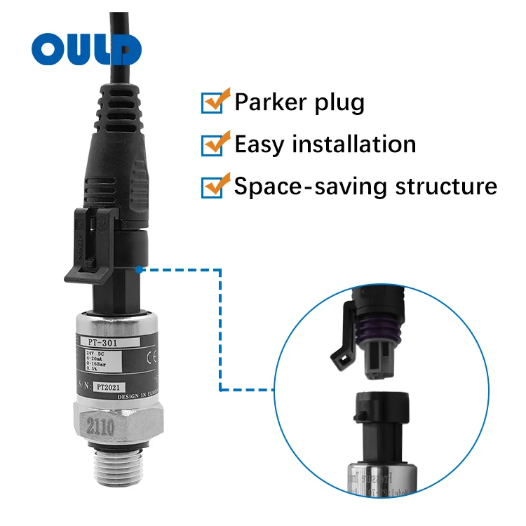Ould Pt-301 High Quality 0Bar 10Bar 40Bar Park Plug Connector Ceramic Pressure Sensor Chip Pressure Transmitter Transducer