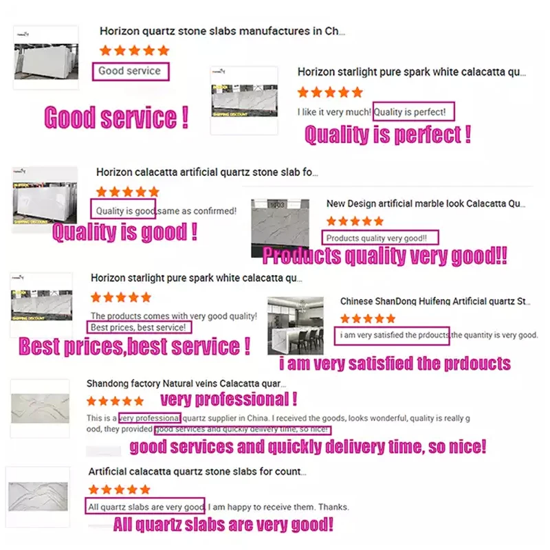 Horizon Wholesale  artificial glass Quartz Stone Calacatta White Quartz Stone Price Natural Quartz Stone Slabs