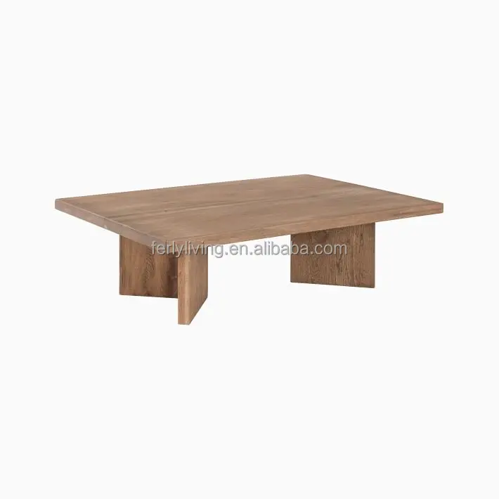 High Quality Modern Furniture Coffee Table Living Room Furniture Diagonal Leg Design Natural Color Solid Wood Coffee Table