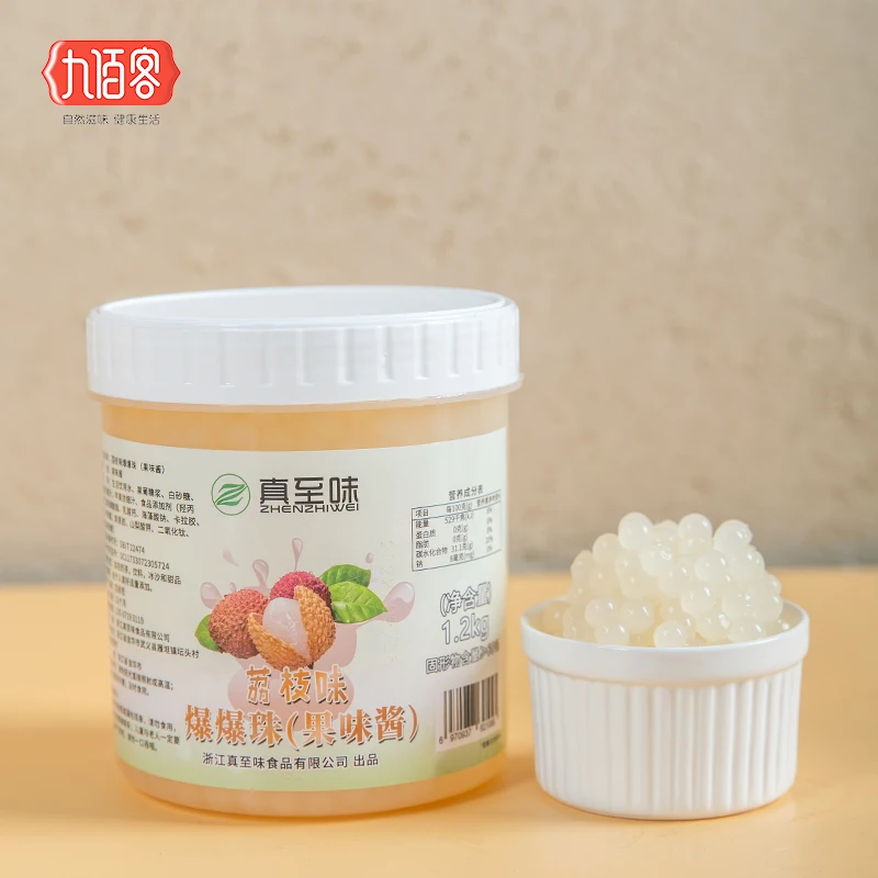 Popping Bursting Boba Taiwan Premium Quality Good Taste  Konjac 3Kg Bursting Pearls Lychee Fruit Flavor Ready To Eat