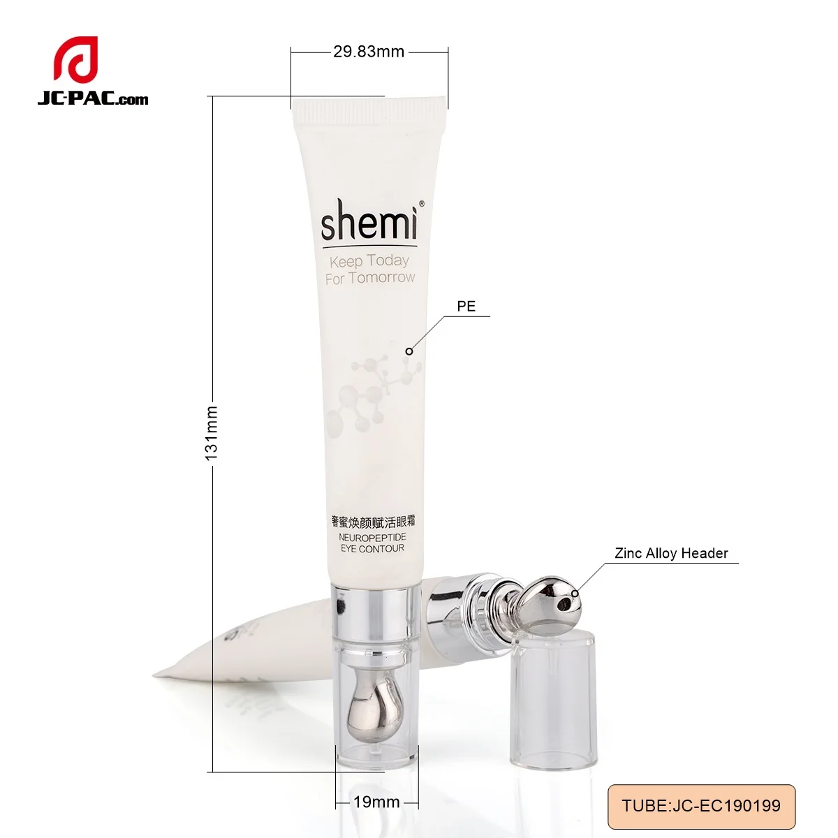 Matte White Eye Cream Tube With Zinc Alloy Massage Applicator Oem Cosmetic Plastic Tube