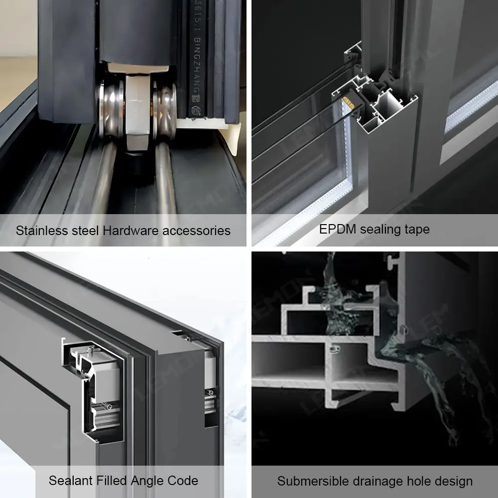 European House Large Bay Tempered Glass Aluminium Large Kitchen Accordion Folding Window Bar