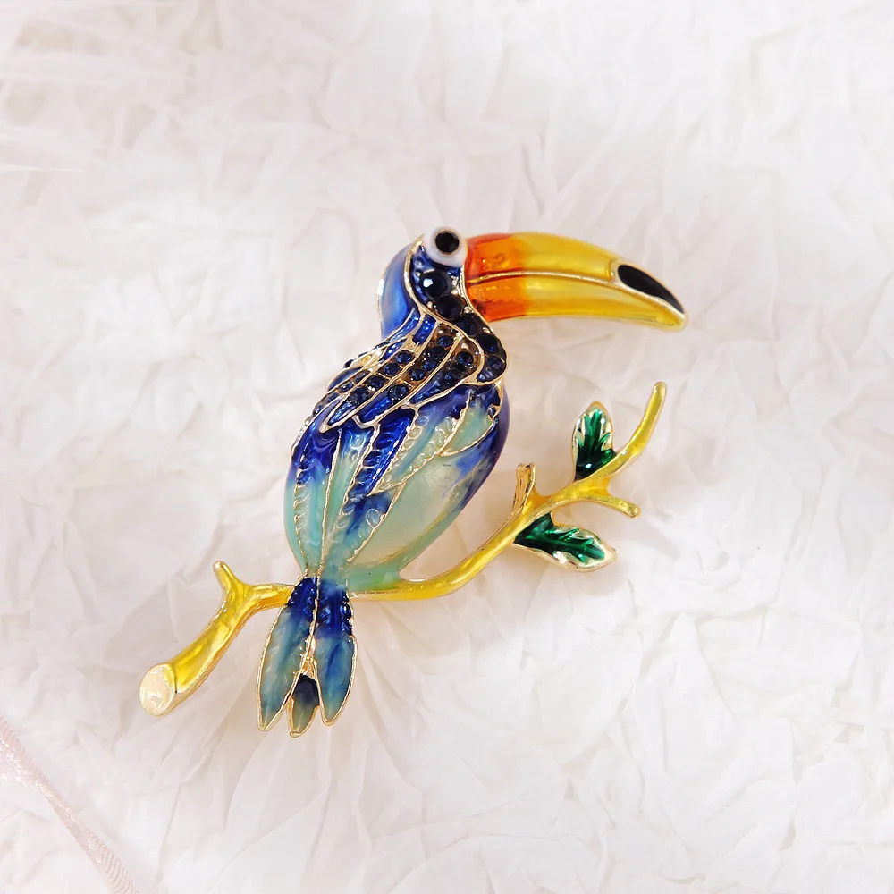 Korean Style Simple Fashion Giant Parrot Oil Dropping  Bird Brooch Enamel Glazed Parrot Brooch
