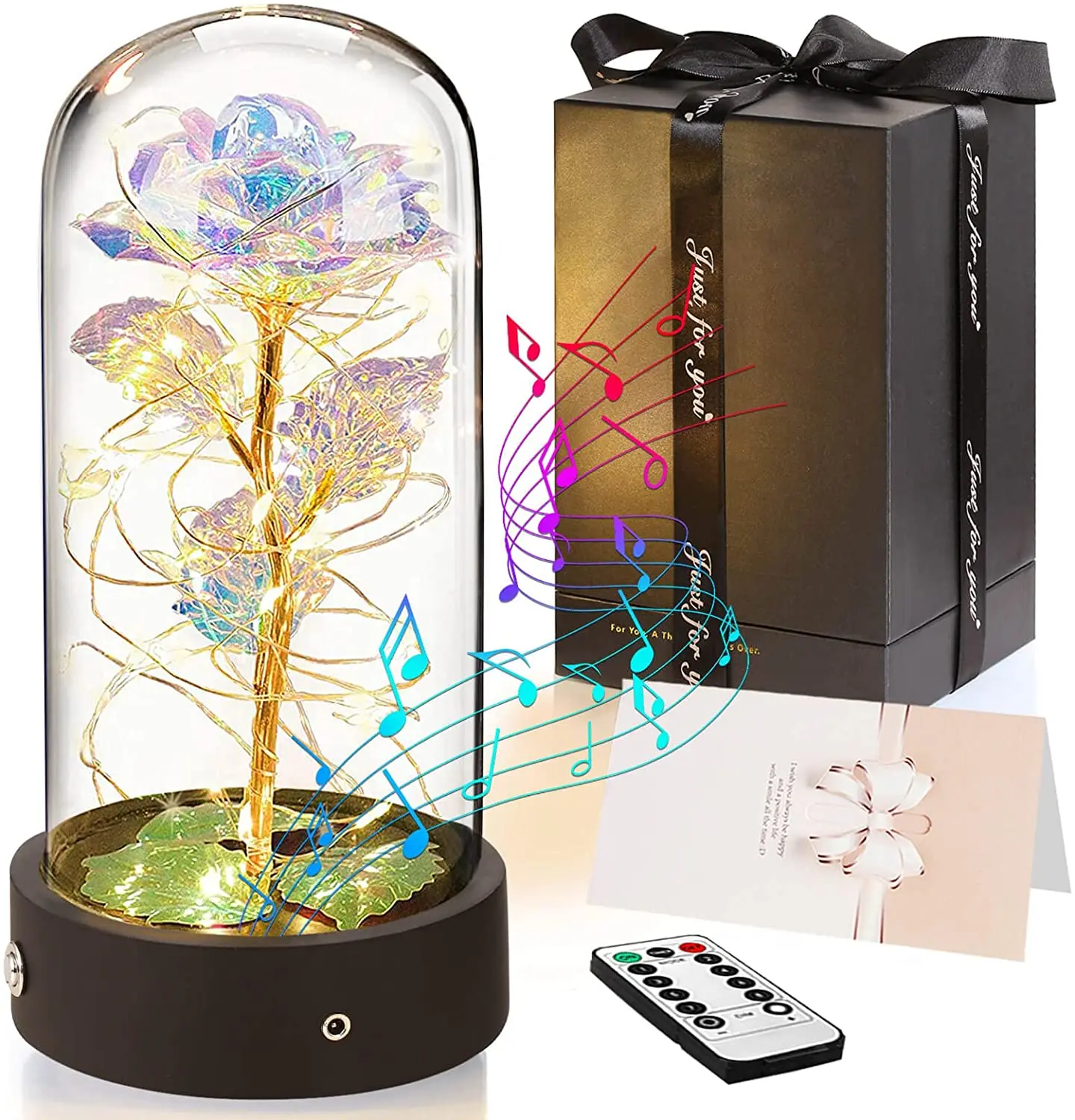 preserved Artificial flowers and plants Simulation Immortal Gold Leaf Eternal Flower light illuminated rose glass