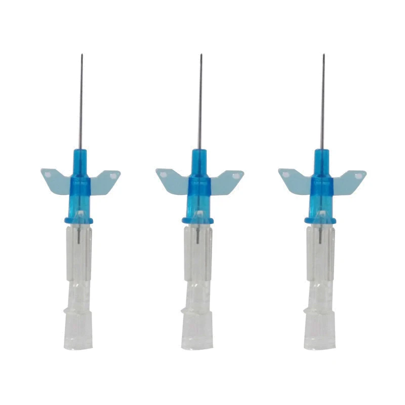 closed system iv cannula catheter with wings and injection