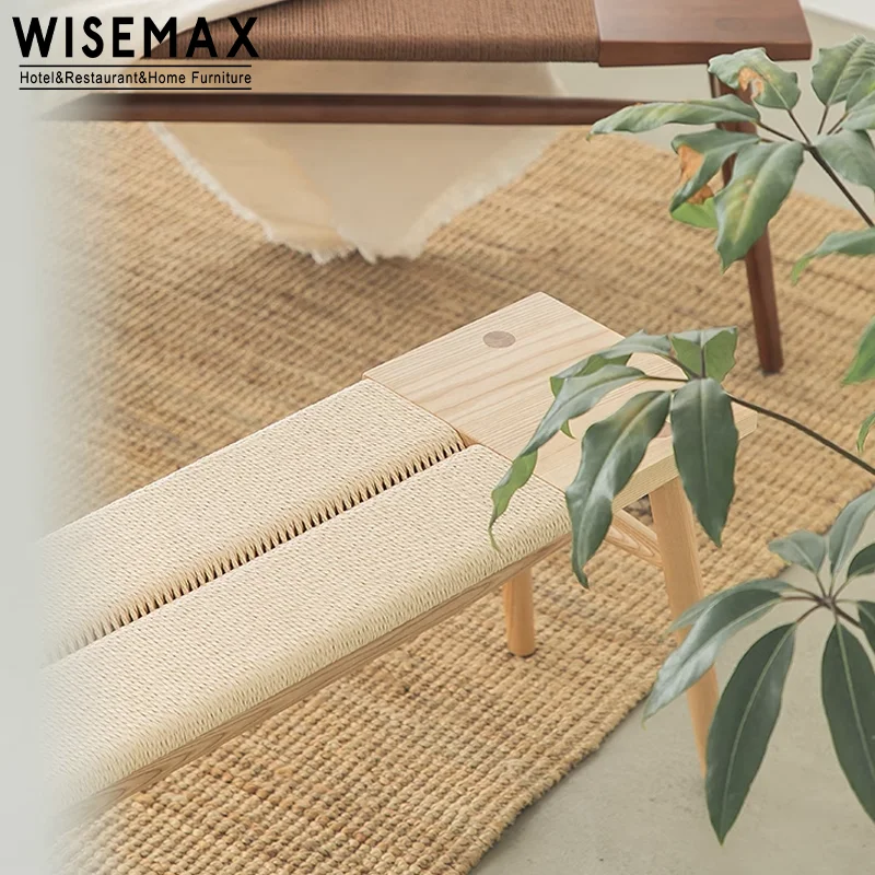 WISEMAX мебель в стиле Wabi-sabi кровать из массива дерева скамейка деревянная веревочная Скамья для ресторана скамья гостиной столовой