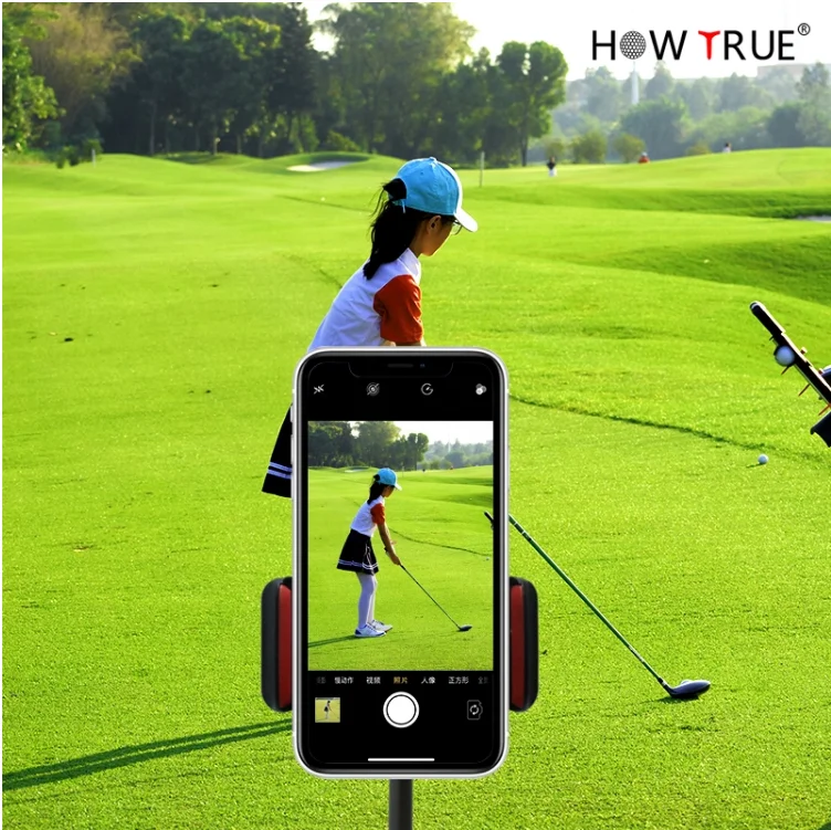 HOW TRUE Hot Selling Golf Mobile Phone Holder Clip Swing Recording Training Aids For Trolley And Car