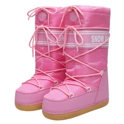 Customize Winter Skiing Space Boots Fashion Round Head Mid-tube Womens Snow Boots Thickened Lunar Shoes