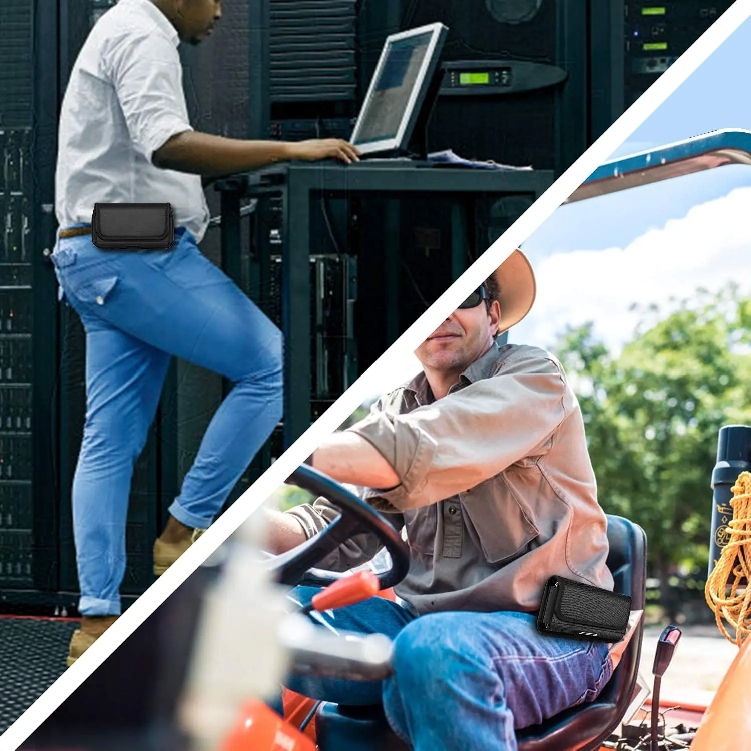 Horizontal Magnetic Nylon Belt Clip Holder Phone Pouch with Built-in Card Holder for iPhone Samsung Galaxy S21 Plus