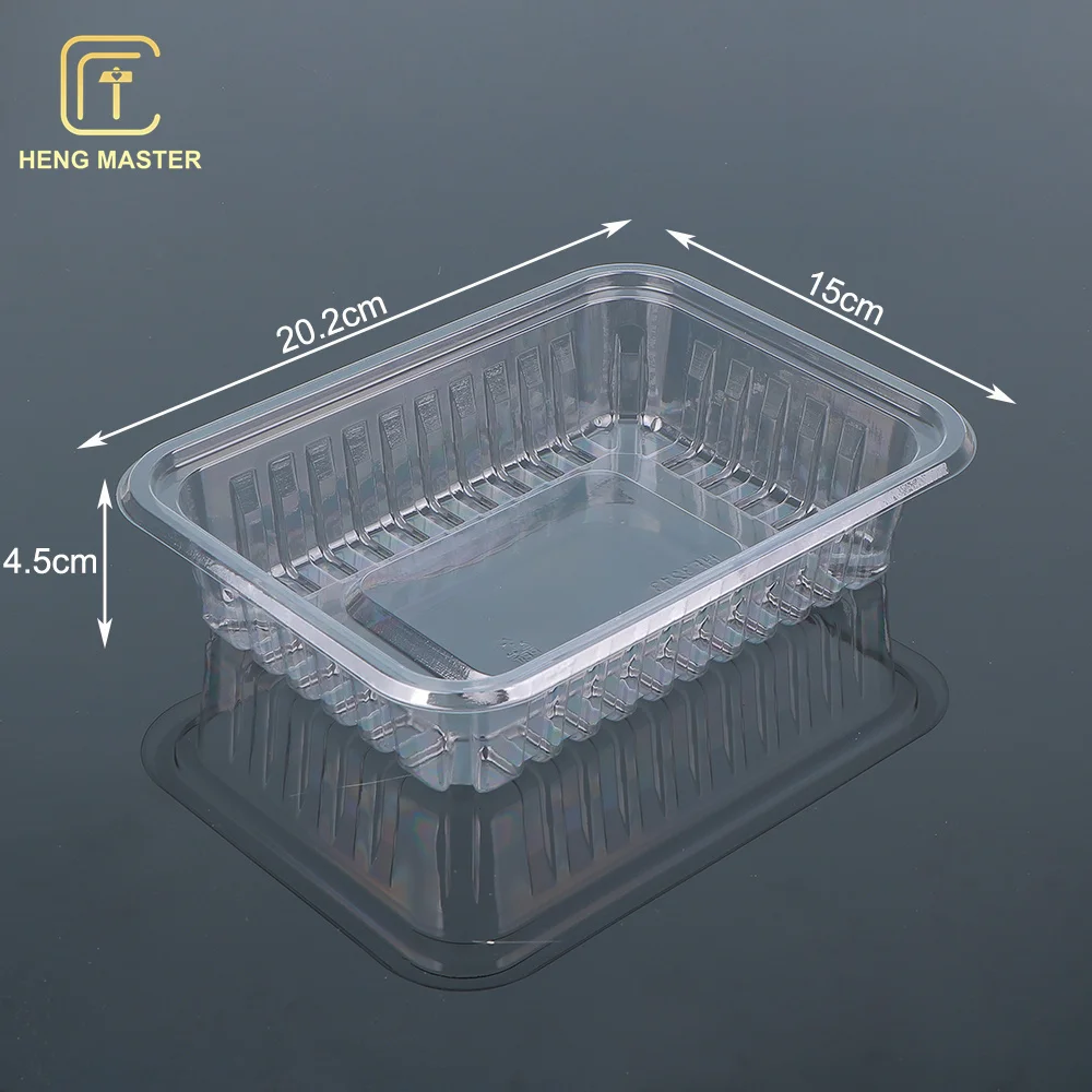 Hengmaster Food Grade Supermarket PP PET Plastic Tray For Meat Fish Seafood Fruit Vegetable Packaging Box Plate