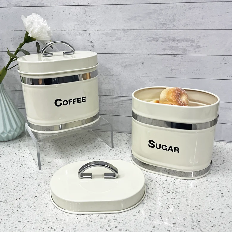 Bread Box for Kitchen Countertop Canisters Set of 3 - Coffee Tea Sugar Container Set (Bread Box & Canisters)
