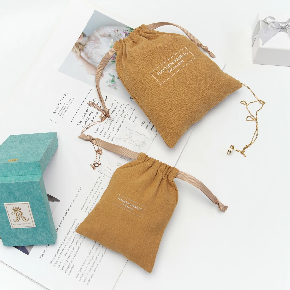 Hot Stamping Logo Custom Cotton Candle Bags Washing Cotton Candle Packaging Bags