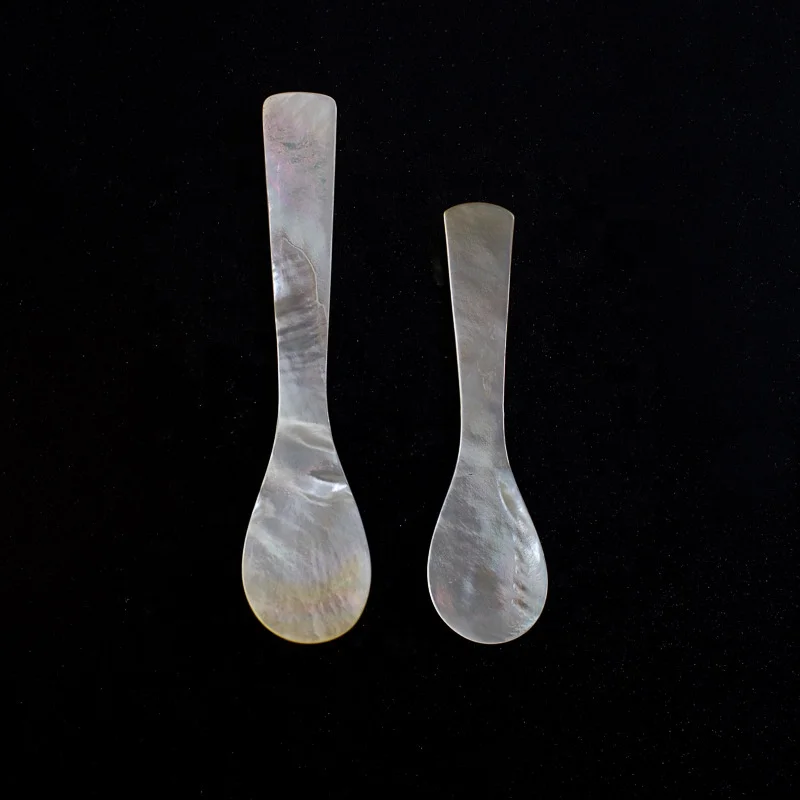 Customized logo 9cm exquisite natural mother of pearl shell caviar spoon for fancy dinner