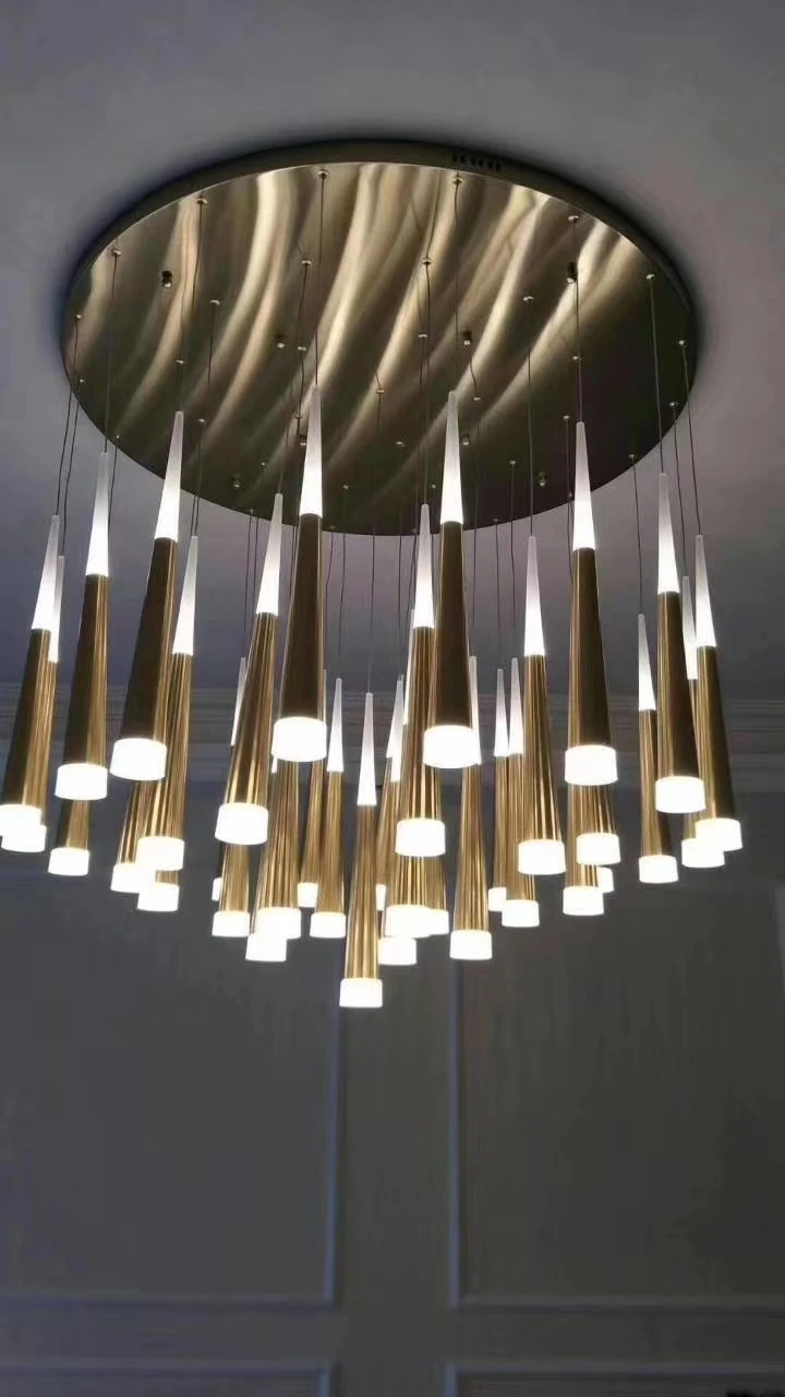 Modern long led chandelier luxury for stairs high ceiling hallways
