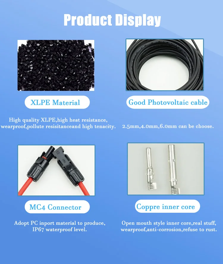 TUV UL PV1F Solar DC Panel Extension Cable XLPO 4mm2 6mm2 Wire Solar PV Connector Power Cables 3FT