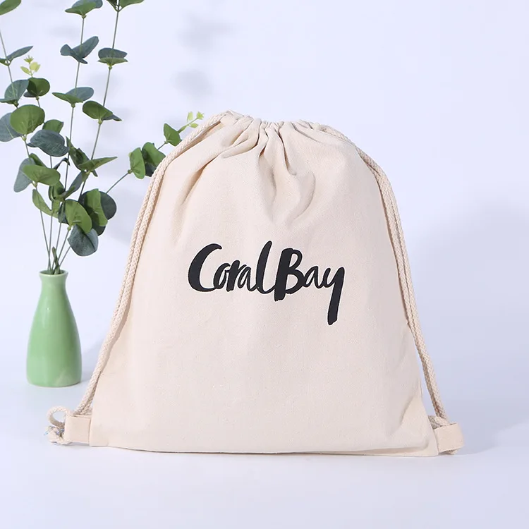 Custom Small Large Reusable White Muslin Cloth Dust Pouch Cotton Canvas Drawstring Shopping Bags With Logo And Double String
