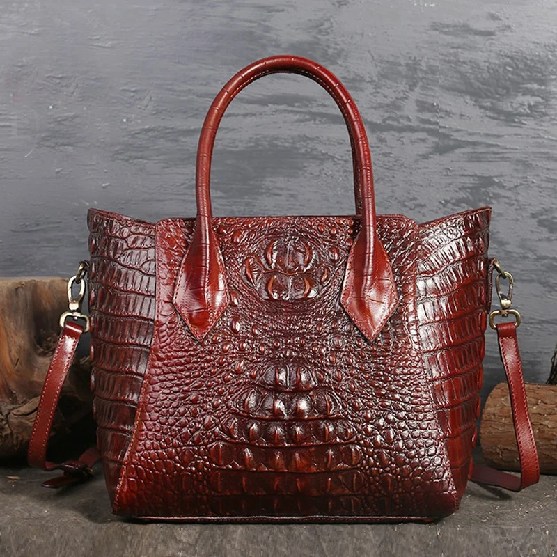 2021 Hot Sales  New Fashion Custom Crocodile Genuine Leather Ladies Tote Bag