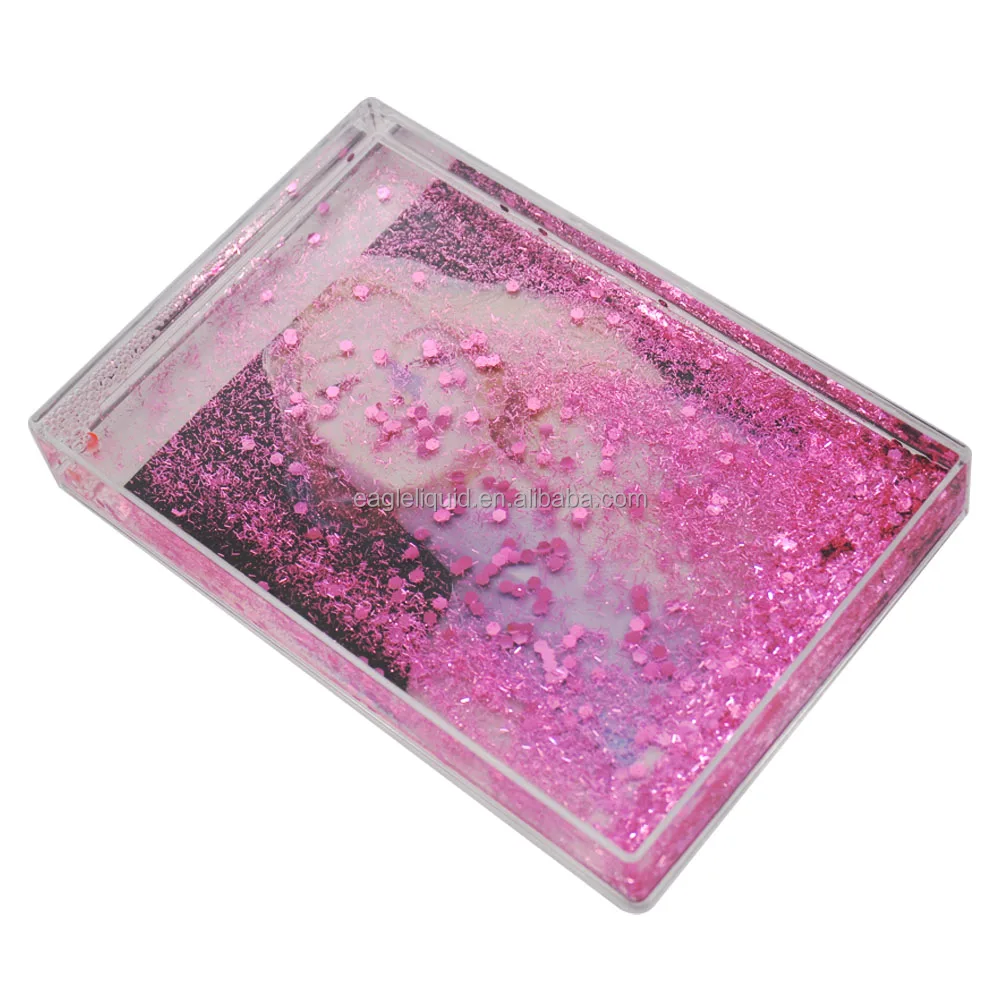 Tik Tok Girls Popular Gifts Acrylic Liquid Picture Photo Frame Pink Glitter Shake Photo Frame