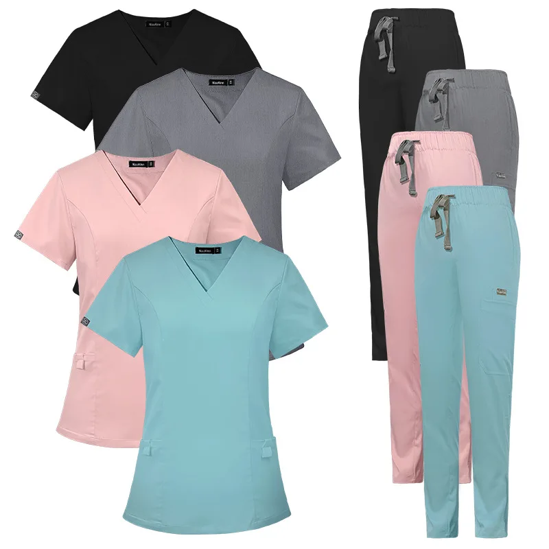 Hospital Nurse Uniforms Comfortable Medical Stylish Scrub Suits New Design Hospital Women Nurse Tops And Pants Set